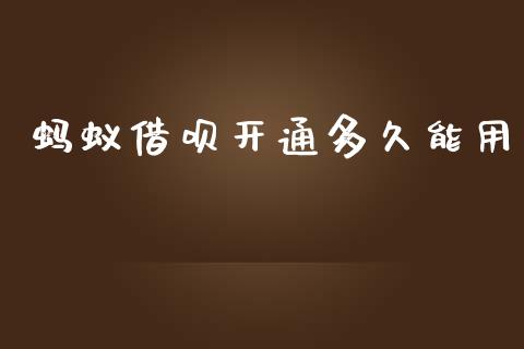 蚂蚁借呗开通多久能用_https://wap.78312.cn_全球市场_第1张
