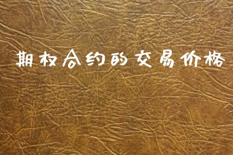 期权合约的交易价格_https://wap.78312.cn_金融监管_第1张