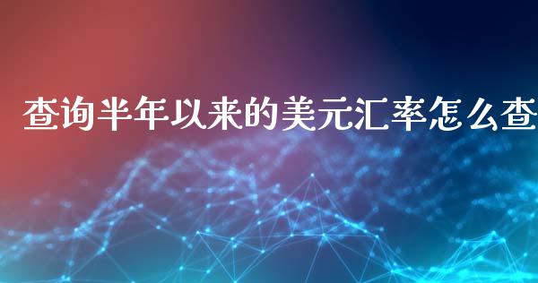 查询半年以来的美元汇率怎么查_https://wap.78312.cn_期货开户_第1张