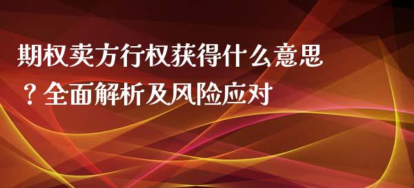 期权卖方行权获得什么意思？全面解析及风险应对_https://wap.78312.cn_财经新闻_第1张