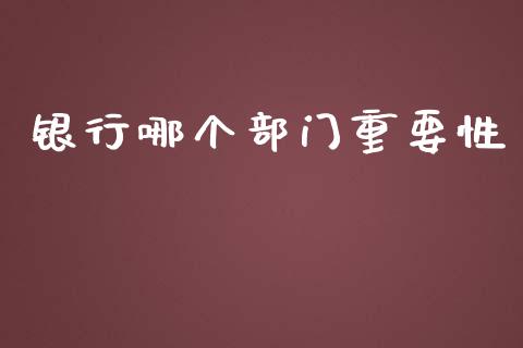 银行哪个部门重要性_https://wap.78312.cn_期货开户_第1张