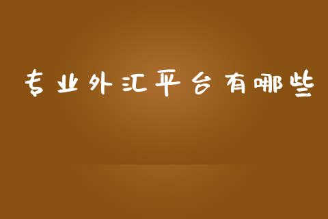 专业外汇平台有哪些_https://wap.78312.cn_债券资讯_第1张