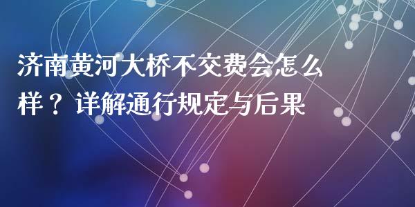 济南黄河大桥不交费会怎么样？ 详解通行规定与后果_https://wap.78312.cn_全球市场_第1张