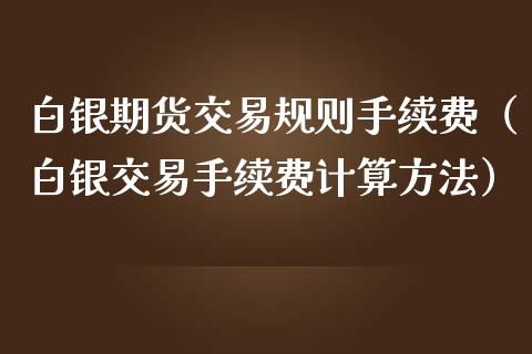 白银期货交易规则手续费（白银交易手续费计算方法）_https://wap.78312.cn_外汇交易_第1张