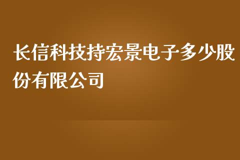 长信科技持宏景电子多少股份有限公司_https://wap.78312.cn_外汇交易_第1张