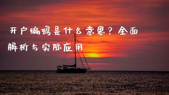 开户编码是什么意思？全面解析与实际应用_https://wap.78312.cn_债券资讯_第1张