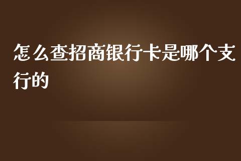 怎么查招商银行卡是哪个支行的_https://wap.78312.cn_债券资讯_第1张