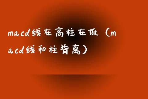 macd线在高柱在低（macd线和柱背离）_https://wap.78312.cn_外汇交易_第1张