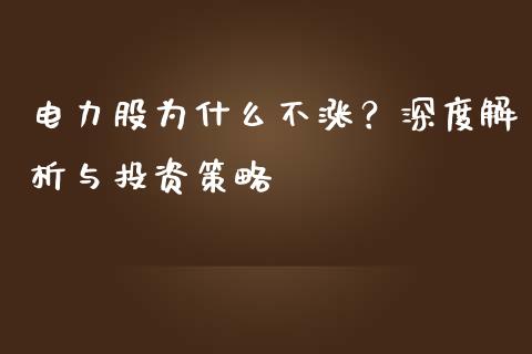 电力股为什么不涨？深度解析与投资策略_https://wap.78312.cn_财经新闻_第1张