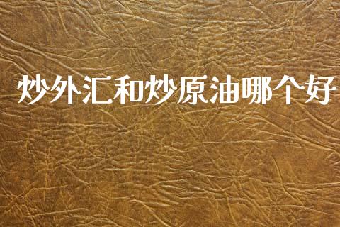 炒外汇和炒原油哪个好_https://wap.78312.cn_外汇交易_第1张