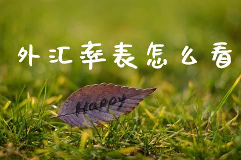 外汇率表怎么看_https://wap.78312.cn_债券资讯_第1张