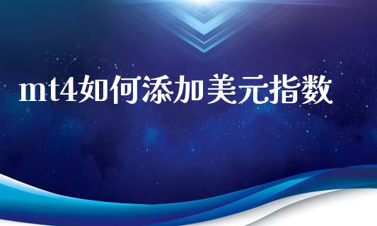 mt4如何添加美元指数_https://wap.78312.cn_财经新闻_第1张