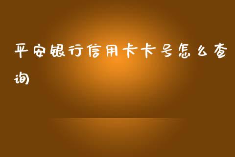 平安银行信用卡卡号怎么查询_https://wap.78312.cn_期货开户_第1张