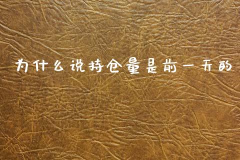 为什么说持仓量是前一天的_https://wap.78312.cn_外汇交易_第1张