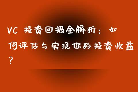 VC 投资回报全解析：如何评估与实现你的投资收益？_https://wap.78312.cn_全球市场_第1张