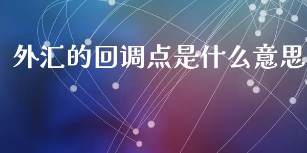 外汇的回调点是什么意思_https://wap.78312.cn_外汇交易_第1张