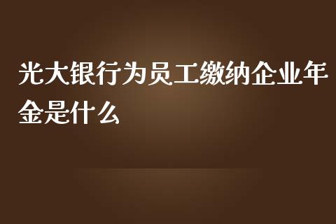 光大银行为员工缴纳企业年金是什么_全球市场_第1张_期货开户_金融监管_外汇交易_债券资讯_全球市场_财经新闻 光大银行为员工缴纳企业年金是什么_https://wap.78312.cn_全球市场_第1张