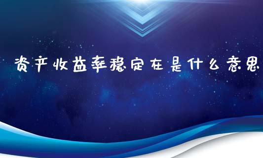 资产收益率稳定在是什么意思_https://wap.78312.cn_财经新闻_第1张