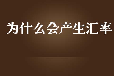为什么会产生汇率_https://wap.78312.cn_金融监管_第1张