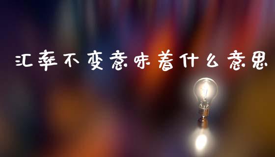 汇率不变意味着什么意思_https://wap.78312.cn_金融监管_第1张