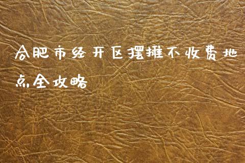 合肥市经开区摆摊不收费地点全攻略_https://wap.78312.cn_金融监管_第1张