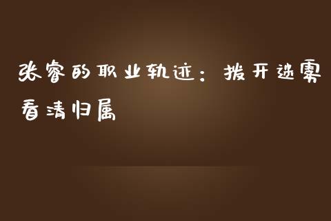 张睿的职业轨迹：拨开迷雾看清归属_https://wap.78312.cn_债券资讯_第1张