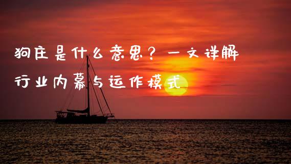 狗庄是什么意思？一文详解行业内幕与运作模式_https://wap.78312.cn_期货开户_第1张
