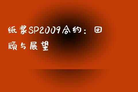 纸浆SP2009合约：回顾与展望_https://wap.78312.cn_债券资讯_第1张