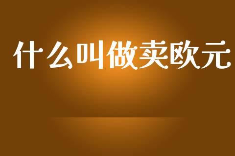 什么叫做卖欧元_https://wap.78312.cn_全球市场_第1张