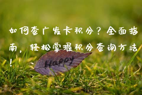 如何查广发卡积分？全面指南，轻松掌握积分查询方法！_https://wap.78312.cn_外汇交易_第1张