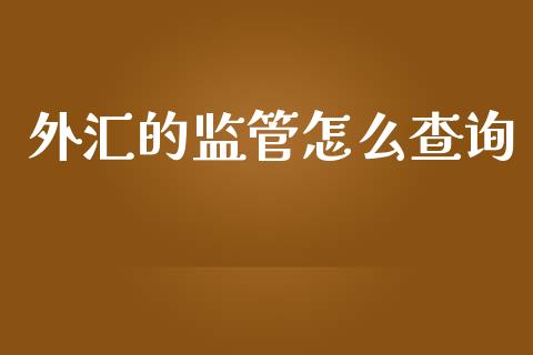 外汇的监管怎么查询_https://wap.78312.cn_债券资讯_第1张