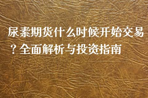 尿素期货什么时候开始交易？全面解析与投资指南_https://wap.78312.cn_金融监管_第1张