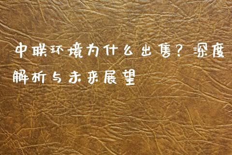 中联环境为什么出售？深度解析与未来展望_https://wap.78312.cn_外汇交易_第1张