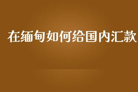 在缅甸如何给国内汇款_https://wap.78312.cn_财经新闻_第1张
