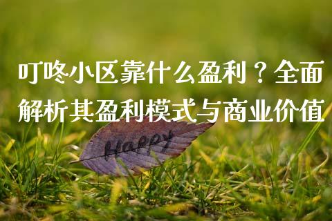 叮咚小区靠什么盈利？全面解析其盈利模式与商业价值_https://wap.78312.cn_金融监管_第1张