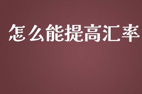 怎么能提高汇率_https://wap.78312.cn_债券资讯_第1张