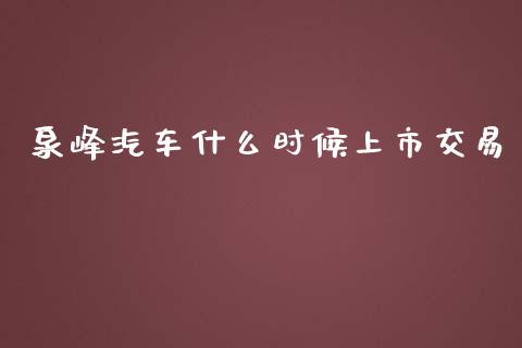 泉峰汽车什么时候上市交易_https://wap.78312.cn_债券资讯_第1张
