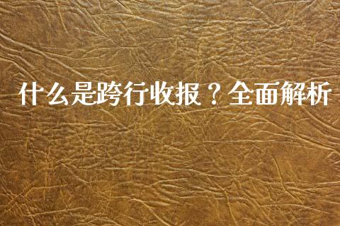 什么是跨行收报?全面解析_外汇交易_第1张_期货开户_金融监管_外汇交易_债券资讯_全球市场_财经新闻 什么是跨行收报?全面解析_https://wap.78312.cn_外汇交易_第1张