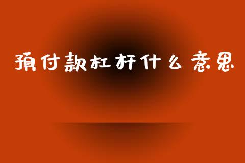 预付款杠杆什么意思_https://wap.78312.cn_全球市场_第1张