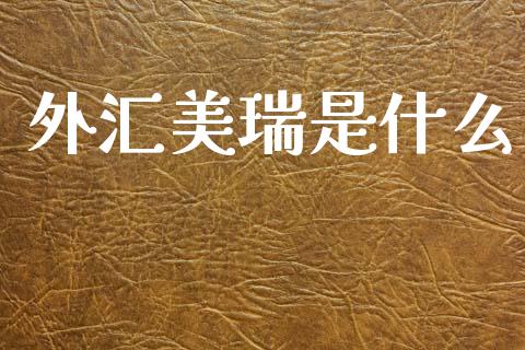外汇美瑞是什么_https://wap.78312.cn_债券资讯_第1张