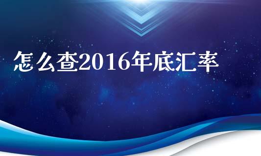 怎么查2016年底汇率_https://wap.78312.cn_金融监管_第1张