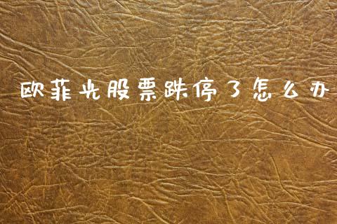 欧菲光股票跌停了怎么办_https://wap.78312.cn_财经新闻_第1张