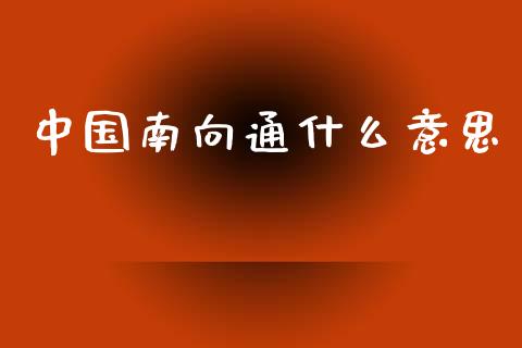 中国南向通什么意思_https://wap.78312.cn_期货开户_第1张
