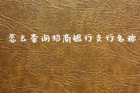 怎么查询招商银行支行名称_https://wap.78312.cn_财经新闻_第1张
