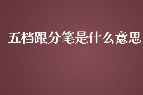 五档跟分笔是什么意思_https://wap.78312.cn_债券资讯_第1张
