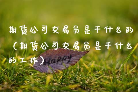 期货公司交易员是干什么的（期货公司交易员是干什么的工作）_https://wap.78312.cn_全球市场_第1张