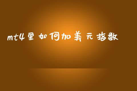 mt4里如何加美元指数_https://wap.78312.cn_外汇交易_第1张