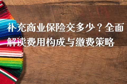 补充商业保险交多少？全面解读费用构成与缴费策略_https://wap.78312.cn_债券资讯_第1张