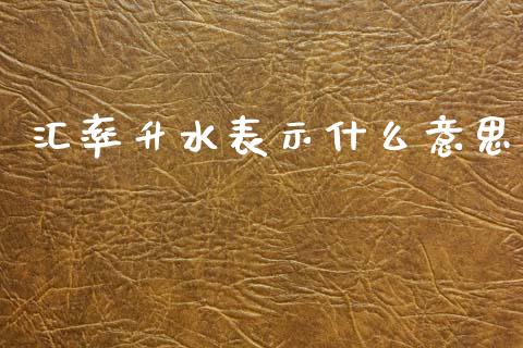 汇率升水表示什么意思_https://wap.78312.cn_财经新闻_第1张