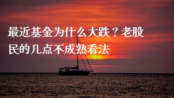 最近基金为什么大跌？老股民的几点不成熟看法_https://wap.78312.cn_债券资讯_第1张